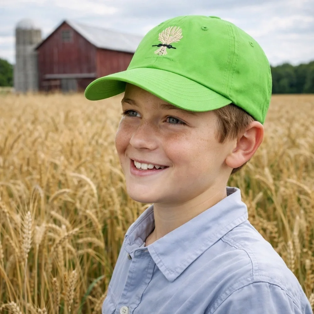 Youth Wheat Logo Green Hat Imperial Adjustable Farm Cap